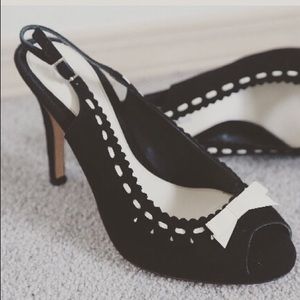 Black Suede Banana Republic Slingback Heels Sz 7